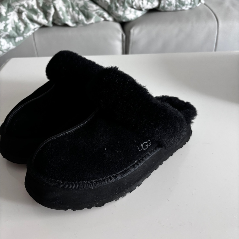 UGG Black Fur Slippers